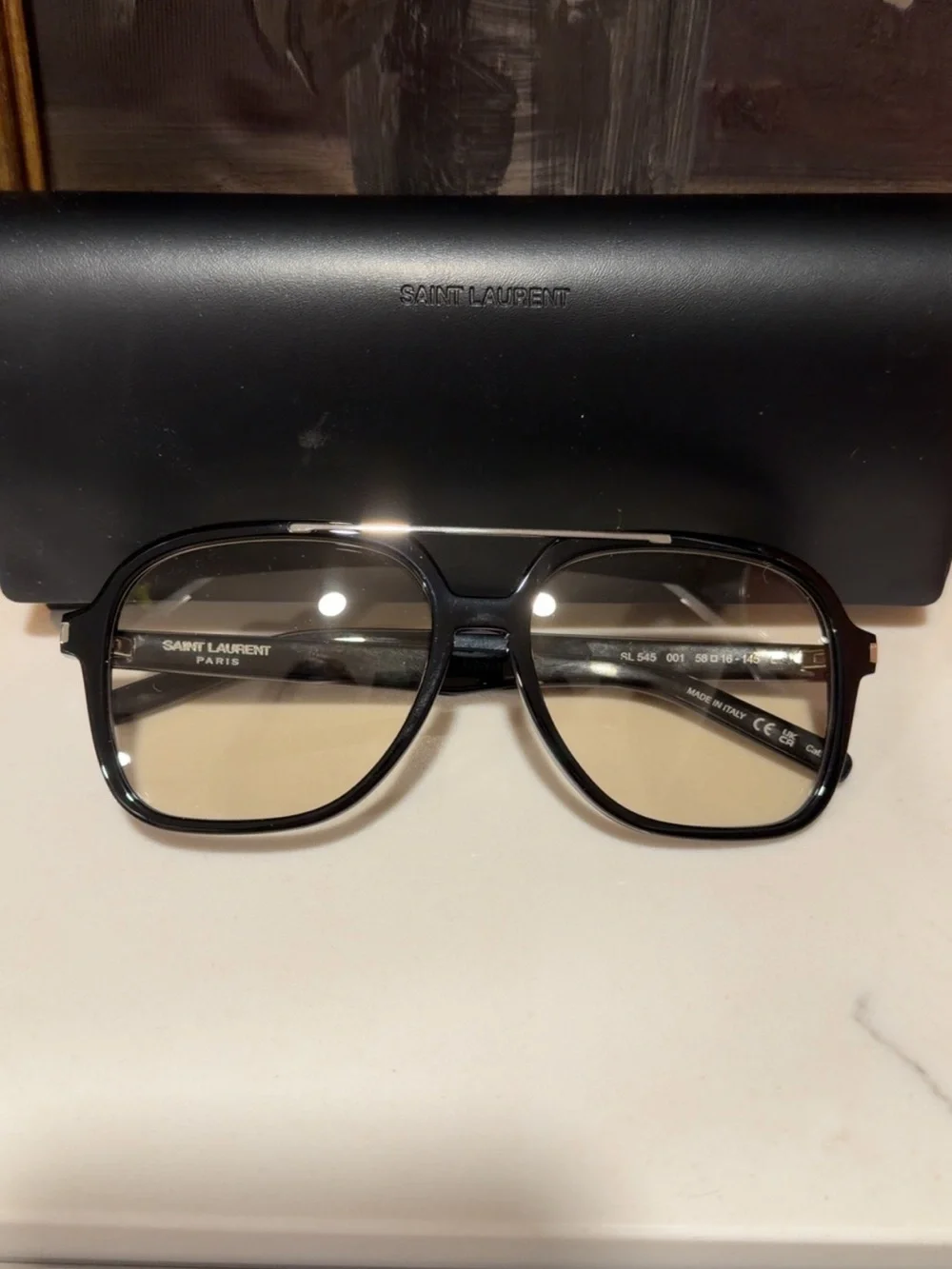 Saint Laurent Black Aviator Sunglasses